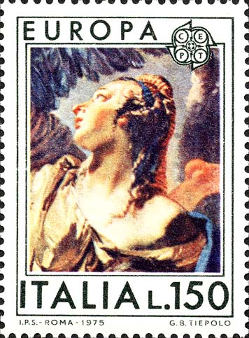 Francobollo L'Angelo Appare ad Agar ed Ismaele, Opera di Tiepolo -  1975