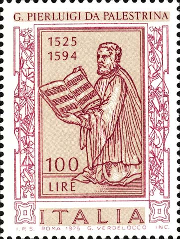 Francobollo Frontespizio della Prima Edizione del "Primo Libro delle Messe" di Giovanni da Palestrina -  1975