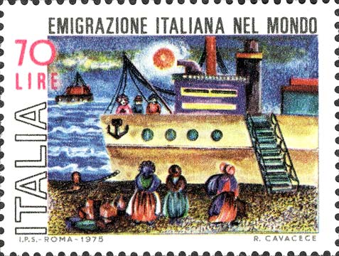 Francobollo Imbarcazione Carica di Emigranti -  1975