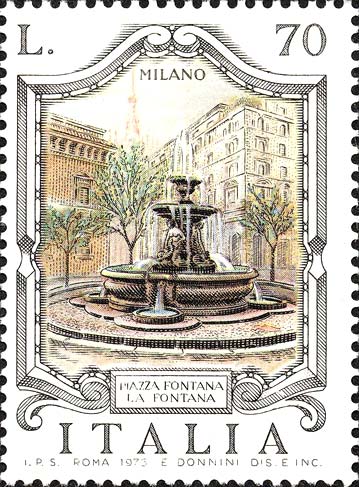 Francobollo Piazza Fontana, a Milano -  1975