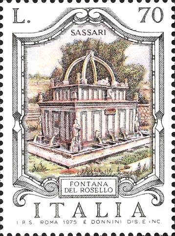 Francobollo Fontana del Rosello, a Sassari -  1975