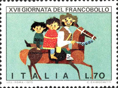 Francobollo Bambini a Cavallo -  1975