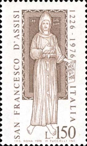 Francobollo Ritratto di San Francesco d'Assisi -  1976