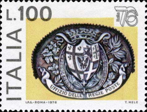 Francobollo Insegna di un Ufficio Postale del Regno Sardo -  1976