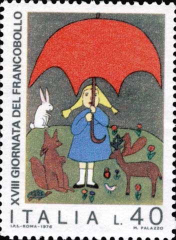 Francobollo Bambina con Ombrello -  1976