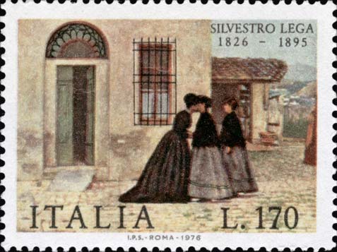 Francobollo La visita, Opera di Silvestro Lega -  1976