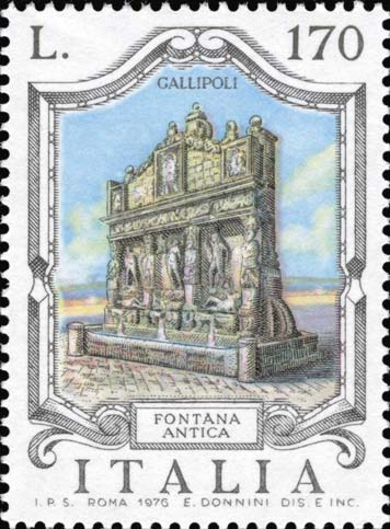 Francobollo Fontana Antica, a Gallipoli -  1976
