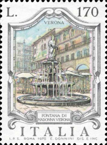 Francobollo Fontana di Piazza delle Erbe, a Verona -  1976