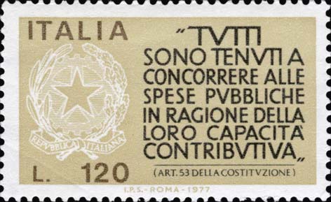 Francobollo Articolo 53 della Costituzione Italiana -  1977