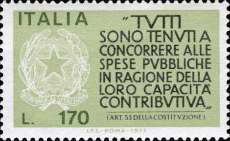Francobollo Articolo 53 della Costituzione Italiana -  1977