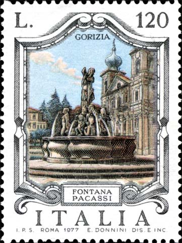 Francobollo Fontana Pacassi, a Gorizia -  1977