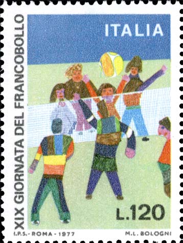 Francobollo Bambini che Giocano a Pallavolo -  1977