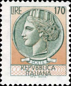 Francobollo Antica Moneta Siracusana -  1977