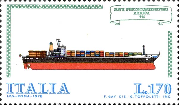 Francobollo Nave Porta Container "Africa" -  1978