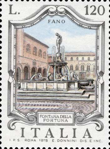 Francobollo Fontana della Fortuna, a Fano -  1978