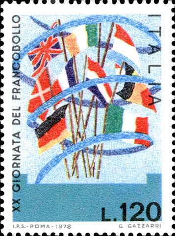 Francobollo Vortice di Bandiere dell'Europa -  1978