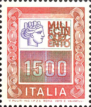 Francobollo Ornamenti e Italia Turrita -  1979