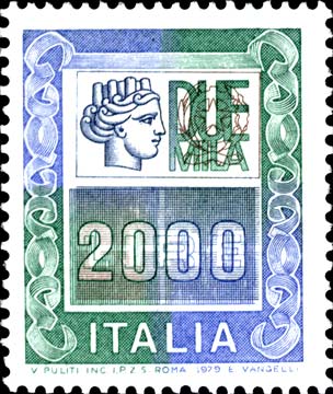 Francobollo Ornamenti e Italia Turrita -  1979