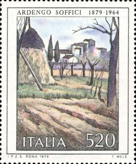 Francobollo Campo con Pagliaio, Opera di Ardengo Soffici -  1979