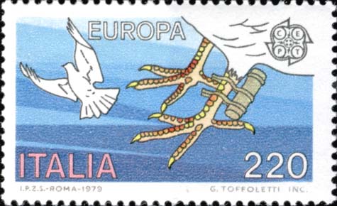 Francobollo Zampa di un Colombo Viaggiatore con Messaggio -  1979