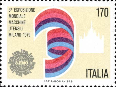 Francobollo Duomo di Milano e Simbolo dell'Esposizione Mondiale di Macchine Utensili -  1979