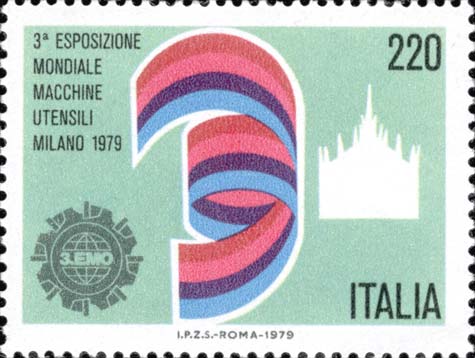 Francobollo Duomo di Milano e Simbolo dell'Esposizione Mondiale di Macchine Utensili -  1979