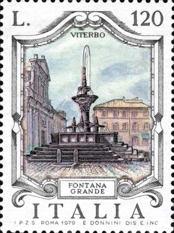 Francobollo Fontana Grande, a Viterbo -  1979