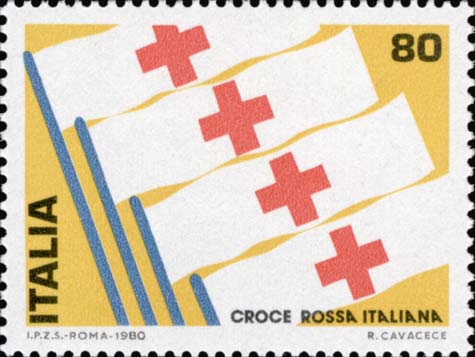 Francobollo Bandiere con la Croce Rossa -  1980