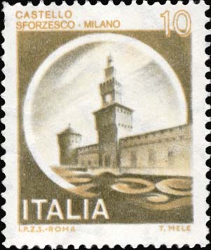 Francobollo Castello Sforzesco, a Milano -  1980