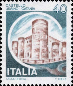 Francobollo Castello Ursino, a Catania -  1980