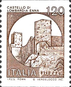 Francobollo Castello di Lombardia, ad Enna -  1980