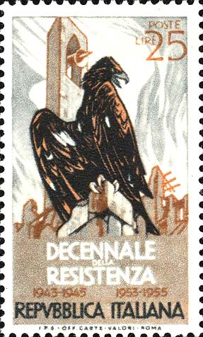 Francobollo Aquila e Rovine -  1954
