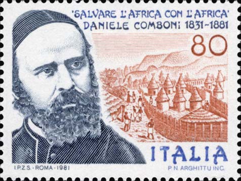 Francobollo Ritratto di Daniele Comboni e Paesaggio Africano -  1981