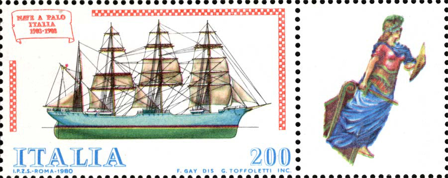 Francobollo Nave a Palo "Italia" -  1980