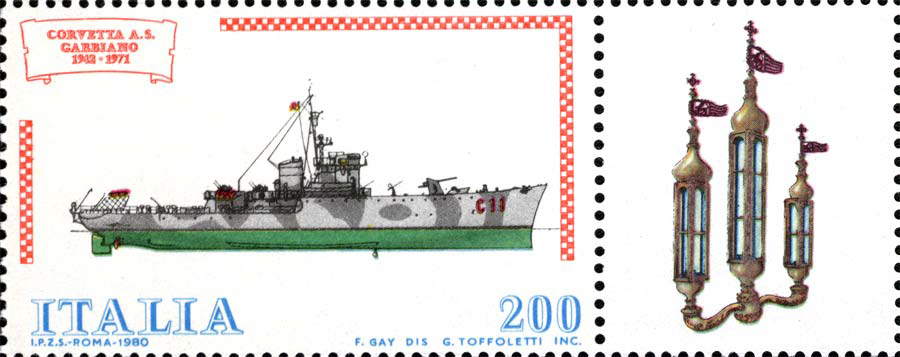 Francobollo Corvetta "Gabbiano" -  1980