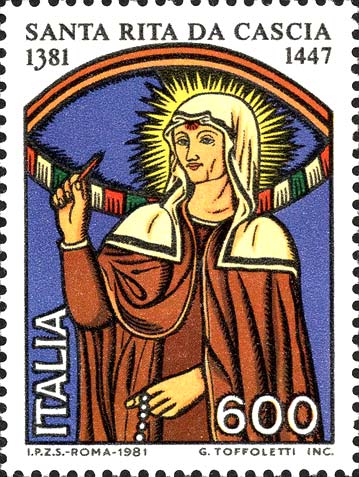 Francobollo Ritratto di Santa Rita da Cascia -  1981