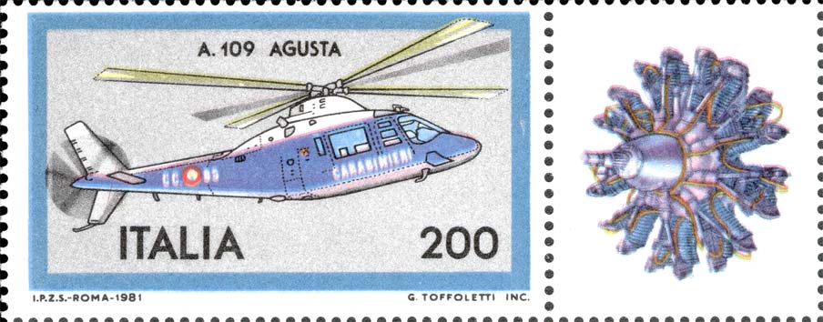 Francobollo Elicottero A 109 Agusta -  1981