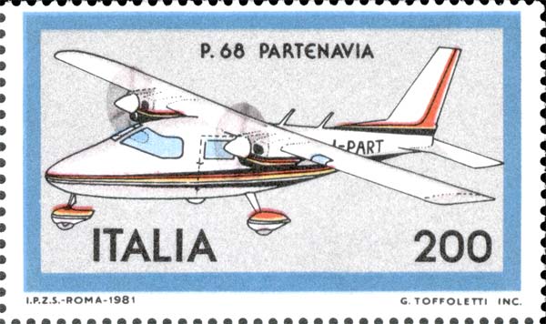 Francobollo Bimotore P 68 Partenavia -  1981