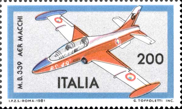 Francobollo Aereo MB 339 Aermacchi -  1981