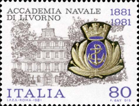 Francobollo Accademia di Livorno e Fregio della Marina -  1981