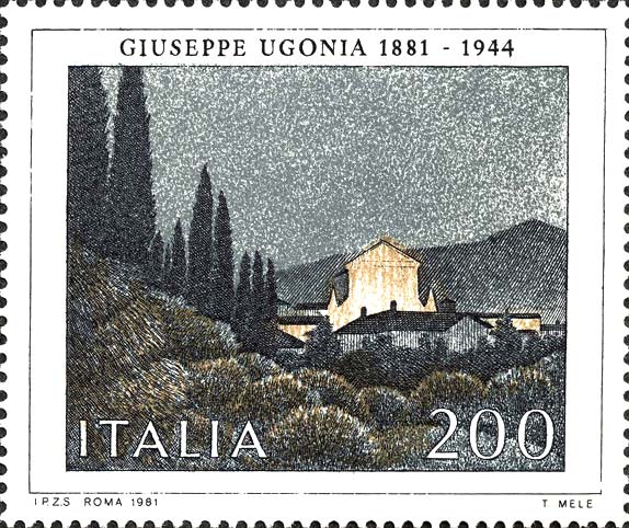 Francobollo Sera di Festa, di Giuseppe Ugonia -  1981