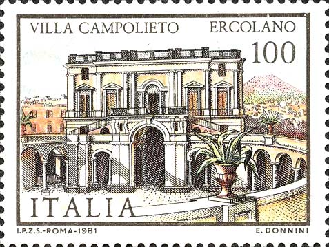 Francobollo Villa Campolieto, ad Ercolano -  1981