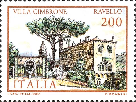 Francobollo Villa Cimbrone, a Ravello -  1981