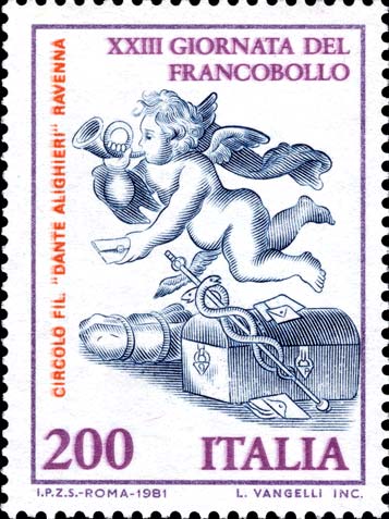 Francobollo Angelo con Corno di Posta -  1981