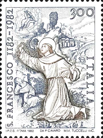 Francobollo San Francesco d'Assisi Inginocchiato -  1982