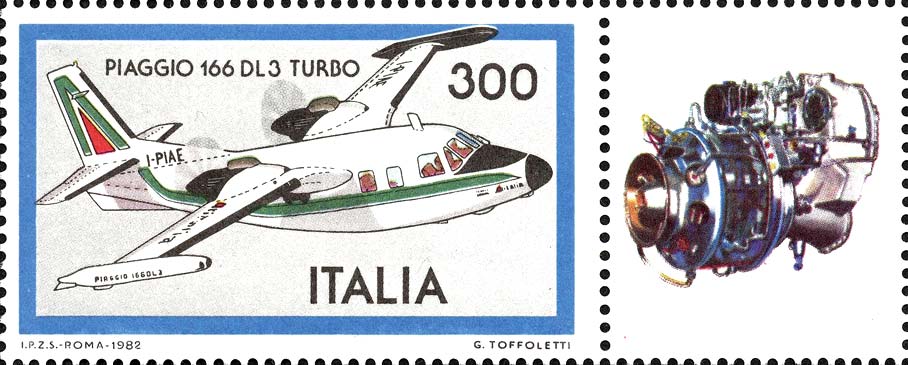 Francobollo Aereo P166DL3 Turbo Piaggio -  1982