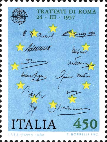 Francobollo Firme dei Trattati di Roma -  1982