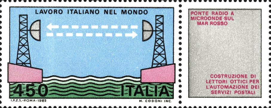 Francobollo Ponte Radio sul Mar Rosso -  1982