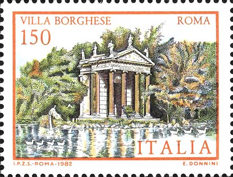 Francobollo Villa Borghese, a Roma -  1982