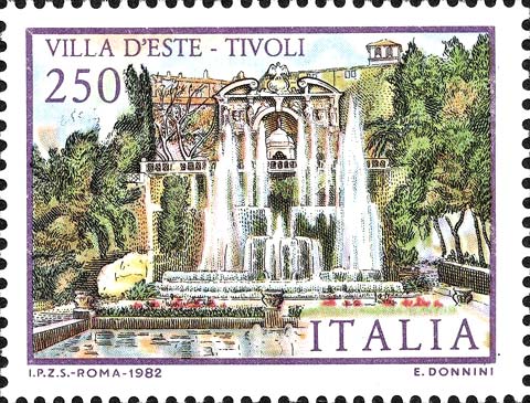 Francobollo Villa d'Este, a Tivoli -  1982